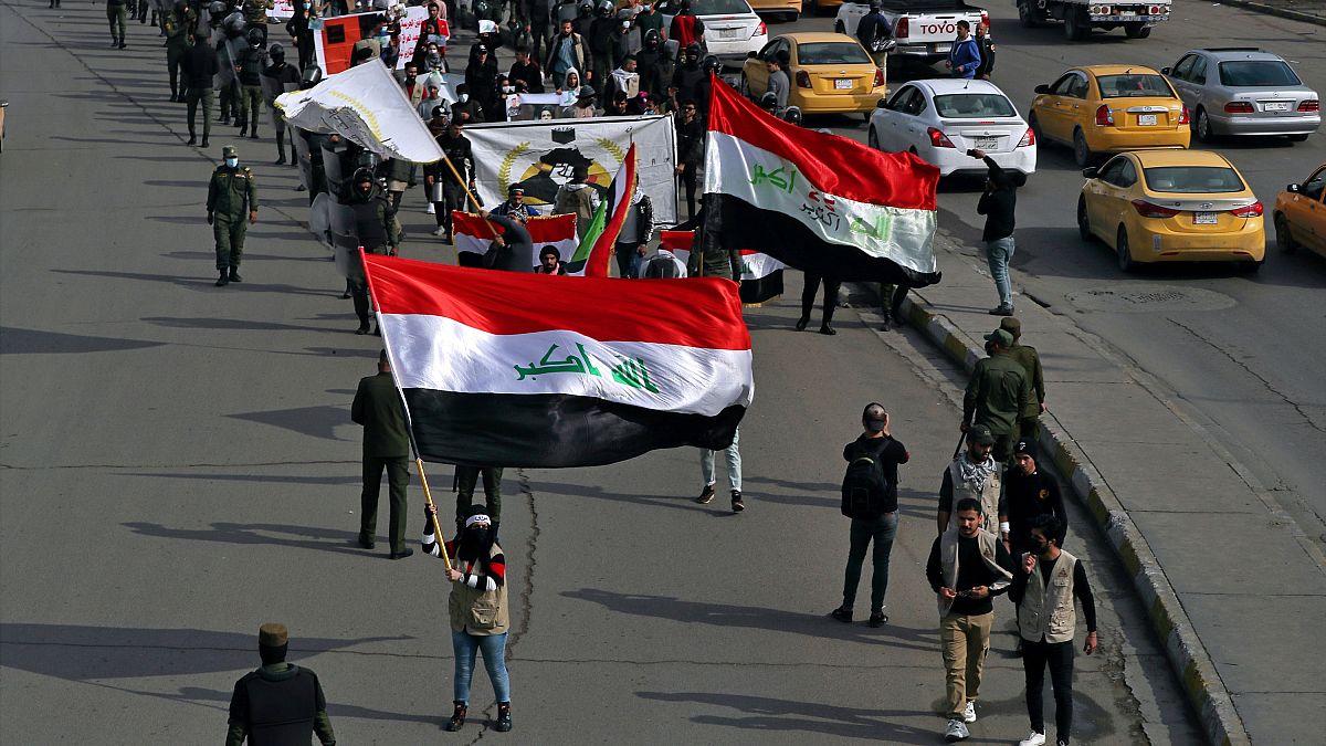 من مظاهرة في بغداد في تشرين الثاني/نوفمبر 2020
