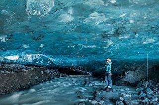 Crystal cave in Vatnajökull National Park in South East Iceland.