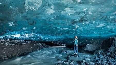 Crystal cave in Vatnajökull National Park in South East Iceland.