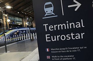 An information board is displayed at Gare du Nord train station in Paris, Monday Dec. 21, 2020