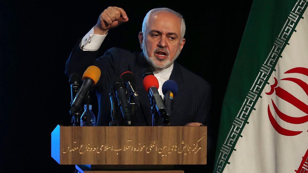 Mohammad Djavad Zarif, ministre des Affaires étrangères iranien, lors d'une conférence de presse à Téhéran le 23 février 2021