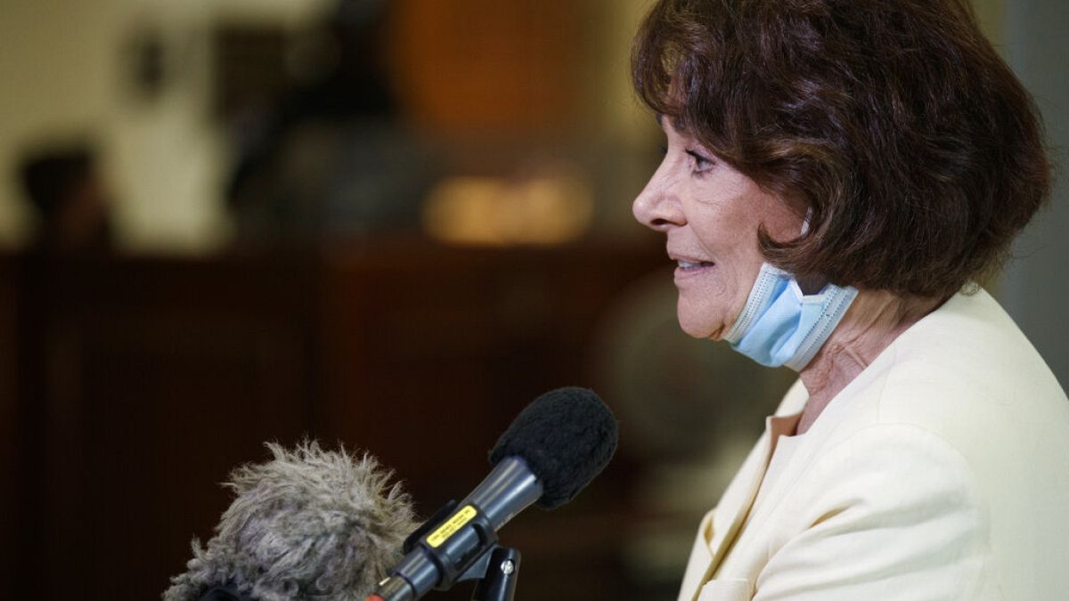Chairman Anna Eshoo, D-Calif.. speaks to members of the media after a House Energy and Commerce Subcommittee on Health hearing Thursday, May 14, 2020