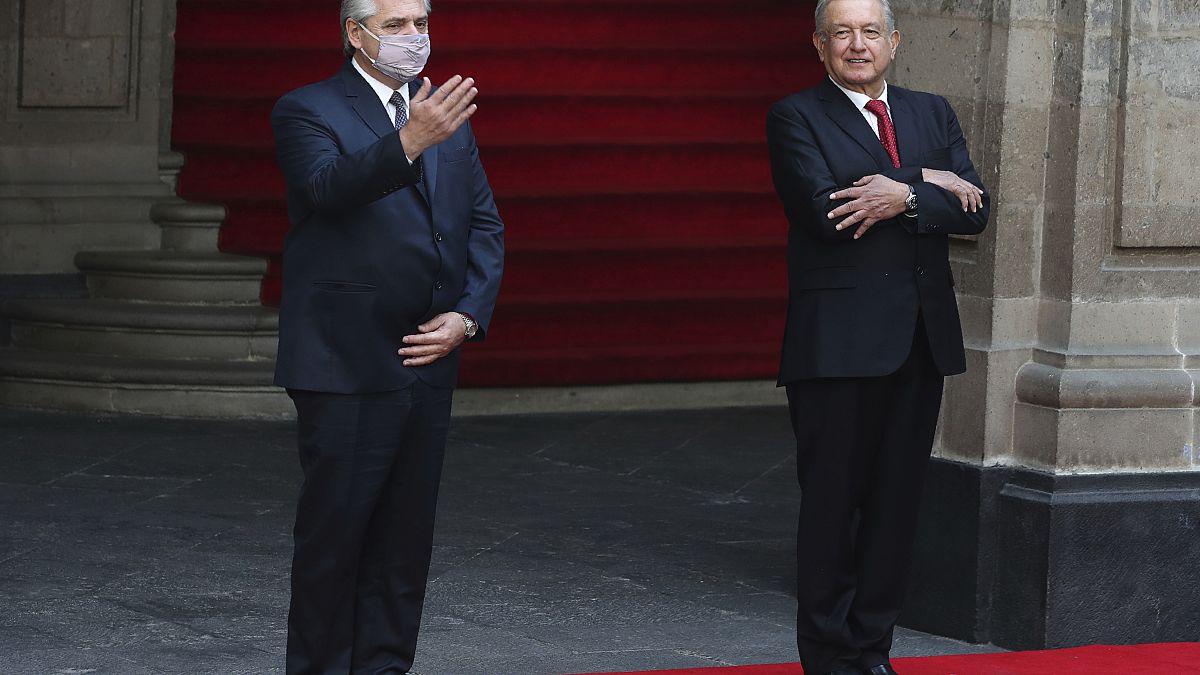 Alberto Fernández y Andrés Manuel López Obrador durante la visita del presidente argentino a México