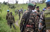 Kongolesische Truppen in der Nähe des Tatortes im Osten der Demokratischen Republik Kongo