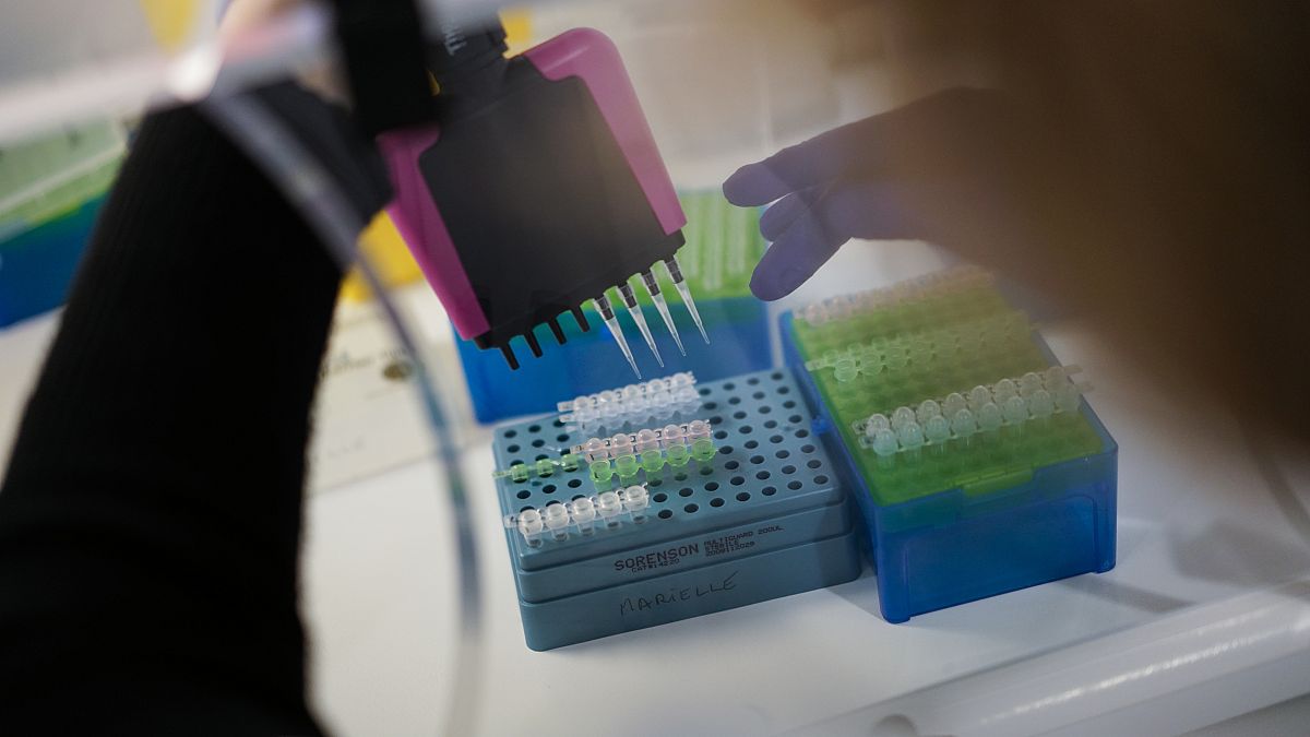 Préparation d'échantillons à l'Institut hospitalo-universitaire en maladies infectieuses de Marseille, le 13 janvier 2021
