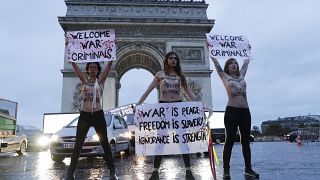 تظاهرات فمن‌ها در یکصدمین سالگرد پایان جنگ جهانی اول در پاریس