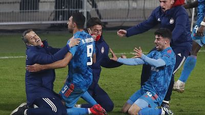 Πανηγυρισμοί μετά το γκολ του Χασάν στο 88'