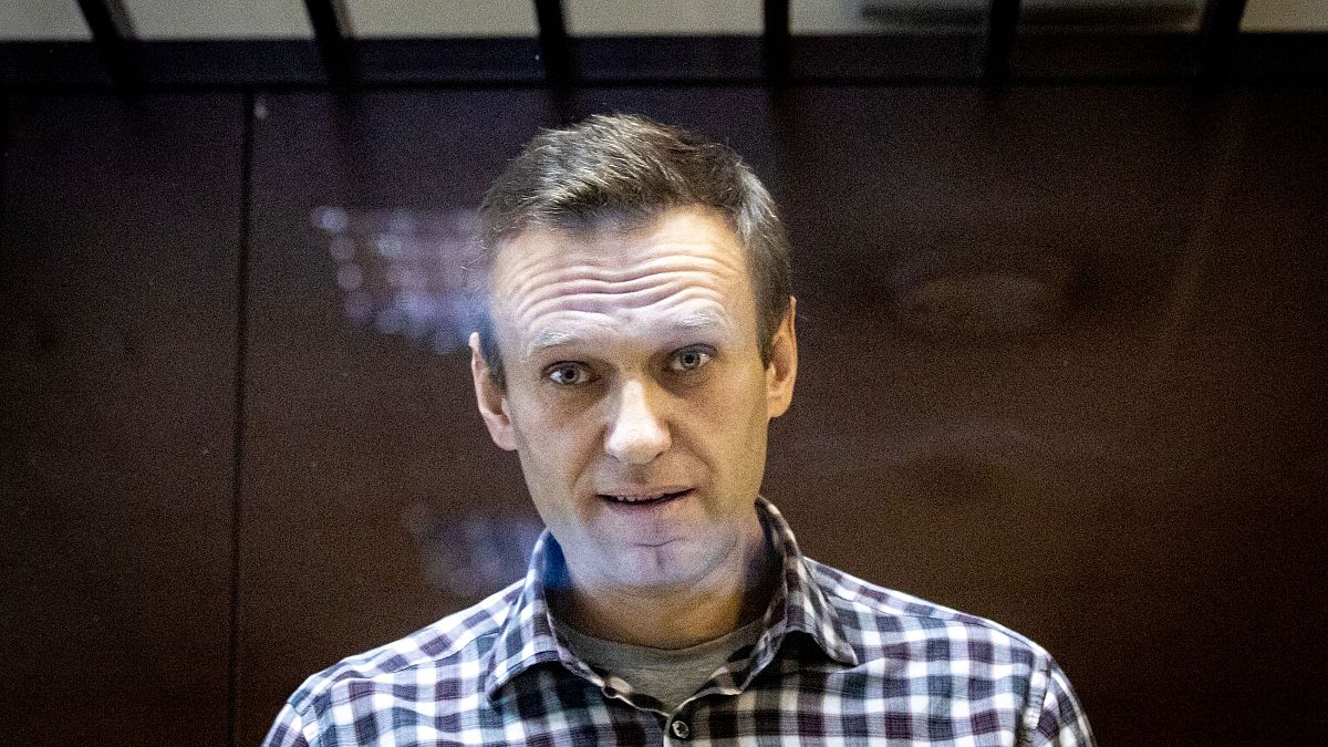 Russian opposition leader Alexei Navalny in a Moscow court on February 20