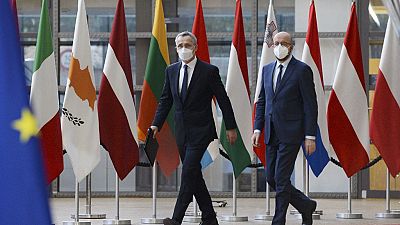 NATO Secretary General Jens Stoltenberg and European Council President Charles Michel 