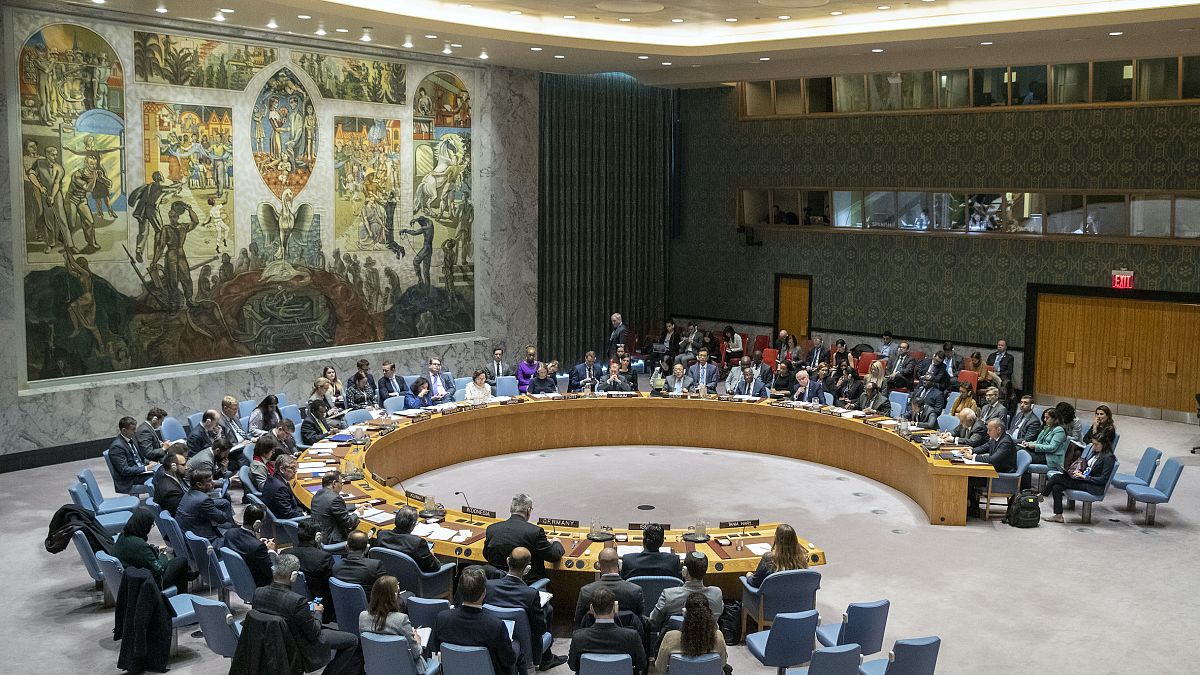 FILE: The UN Security Council holds a meeting on the Middle Eastin this Wednesday, Nov. 20, 2019 file photo, at United Nations headquarters