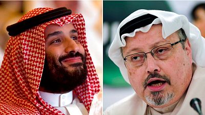 Saudi Arabia's Crown Prince Mohammed bin Salman, left, and, right, murdered journalist Jamal Khashoggi