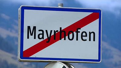 Ortsausgangsschild von Mayrhofen, Tirol