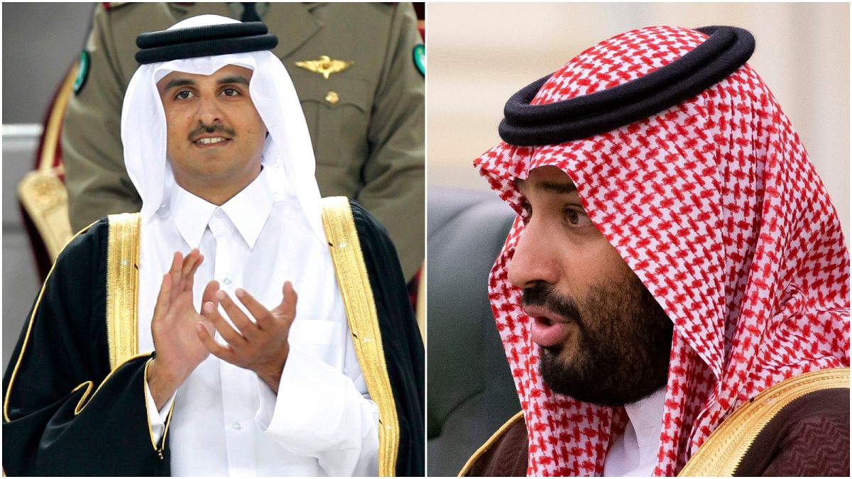 ولي العهد السعودي محمد بن سلمان وأمير قطر تميم بن حمد آل ثاني