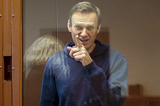 Alexei Navalny, numa das últimas idas a tribunal, em Moscovo, a 16 de feveiro de 2021