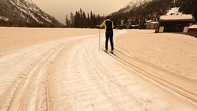 Sand auf den Loipen in La Fouly, Val Ferret, Schweiz, 06.02.2021