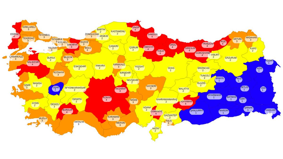 Türkiye'de Covid-19: İllerin risk değerlendirme haritası