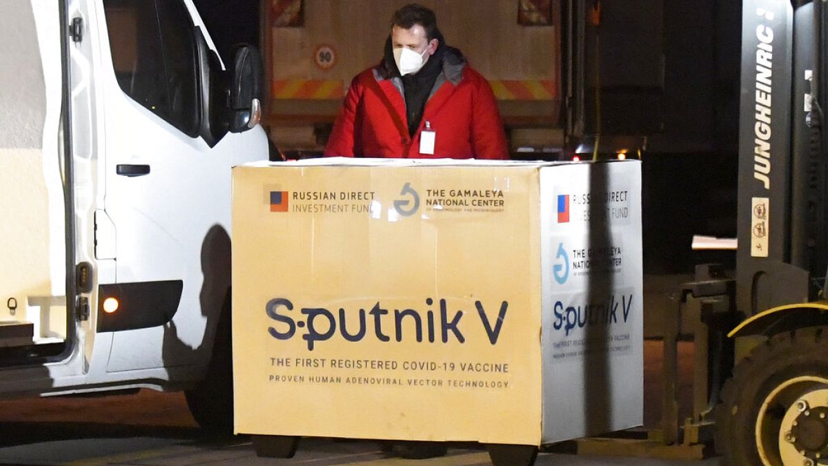 Russia's Sputnik V coronavirus vaccine arrives at Kosice Airport, Slovakia, March 1, 2021. 