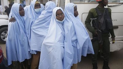 Nigeria Kidnapped School Girls Freed (AP Photo/Sunday Alamba)