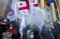 Сторонники грузинской оппозиции на митинге в Тбилиси 21 февраля 2021 г.