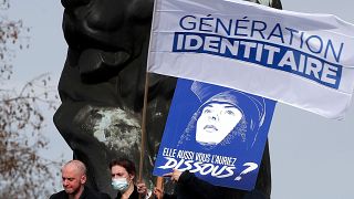 Supporters of the group Generation Identity at a protest in Paris
