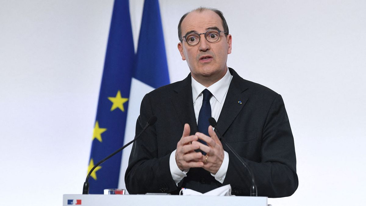  Le Premier ministre français, Jean Castex, lors d'une conférence de presse sur la pandémie de Covid-19, à Paris, le 4 mars 2021