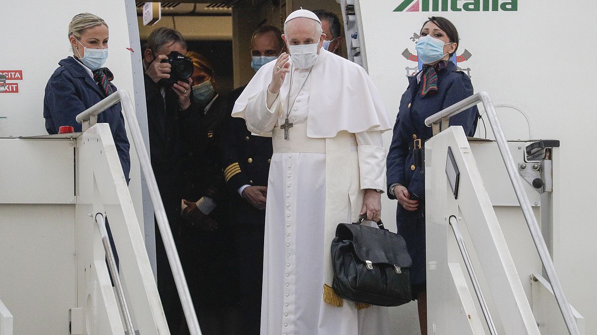 Le Pape François au départ de Rome pour l'Irak, le 5 mars 2021