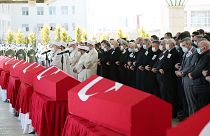 Bitlis’te meydana gelen helikopter kazasında hayatını kaybeden 11 asker için Ahmet Hamdi Akseki Camii'nde cenaze töreni düzenlendi