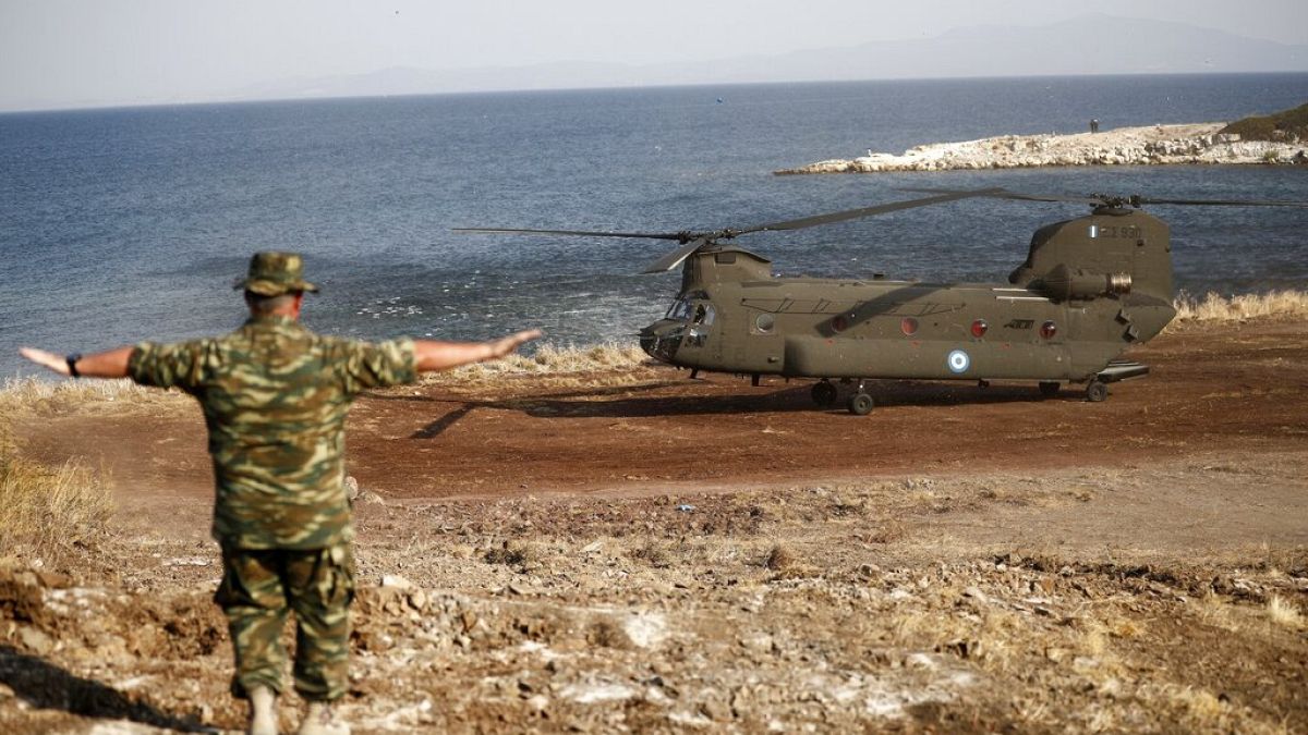 A Greek Army helicopter