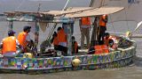 The world's first sailing dhow made out of recycled plastic sails the waters of Lake Victoria in Kenya.