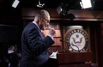 Senate Majority Leader Chuck Schumer of N.Y., speaks during a news conference after the Senate passed a COVID-19 relief bill in Washington, Saturday, March 6, 2021.