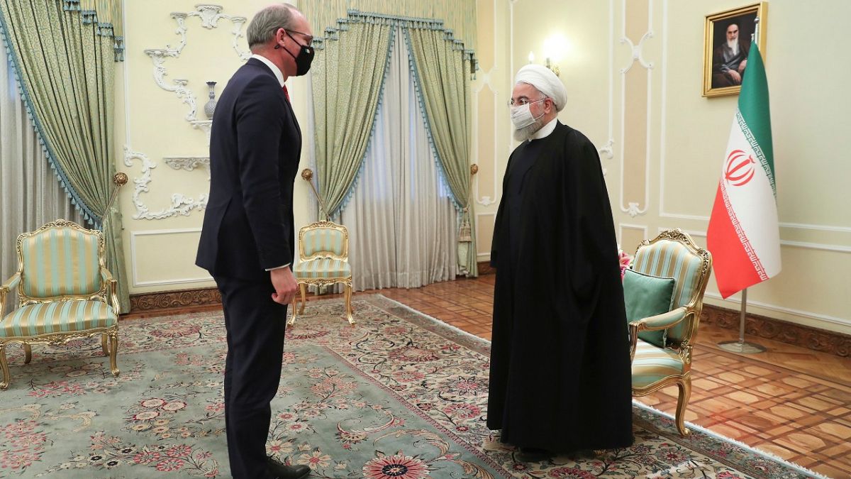 الرئيس الإيراني حسن روحاني يستقبل وزير الخارجية الإيرلندي سايمون كوفيني في طهران. 2021/03/07 