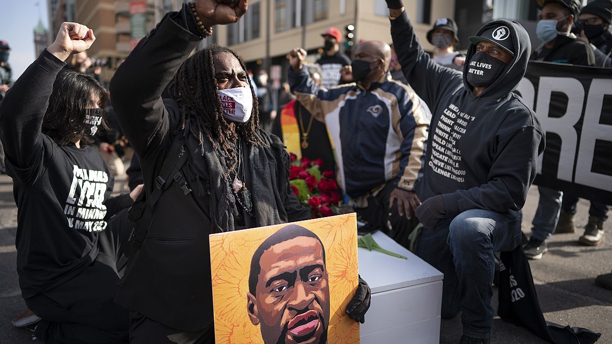 People gathered on Hennepin Avenue on March 7, 2021, in Minneapolis, to mourn the death of George Floyd ahead of jury selection.