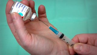 A vile of the influenza vaccine - a yearly jab that protects people from getting the flu.