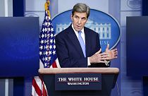 FILE - In this Jan. 27, 2021, file photo, Special Presidential Envoy for Climate John Kerry speaks during a press briefing at the White House in Washington.
