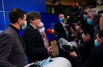 کارلس پوجدون و دو نماینده دیگر استقلال طلب کاتالونیا در پارلمان اروپا