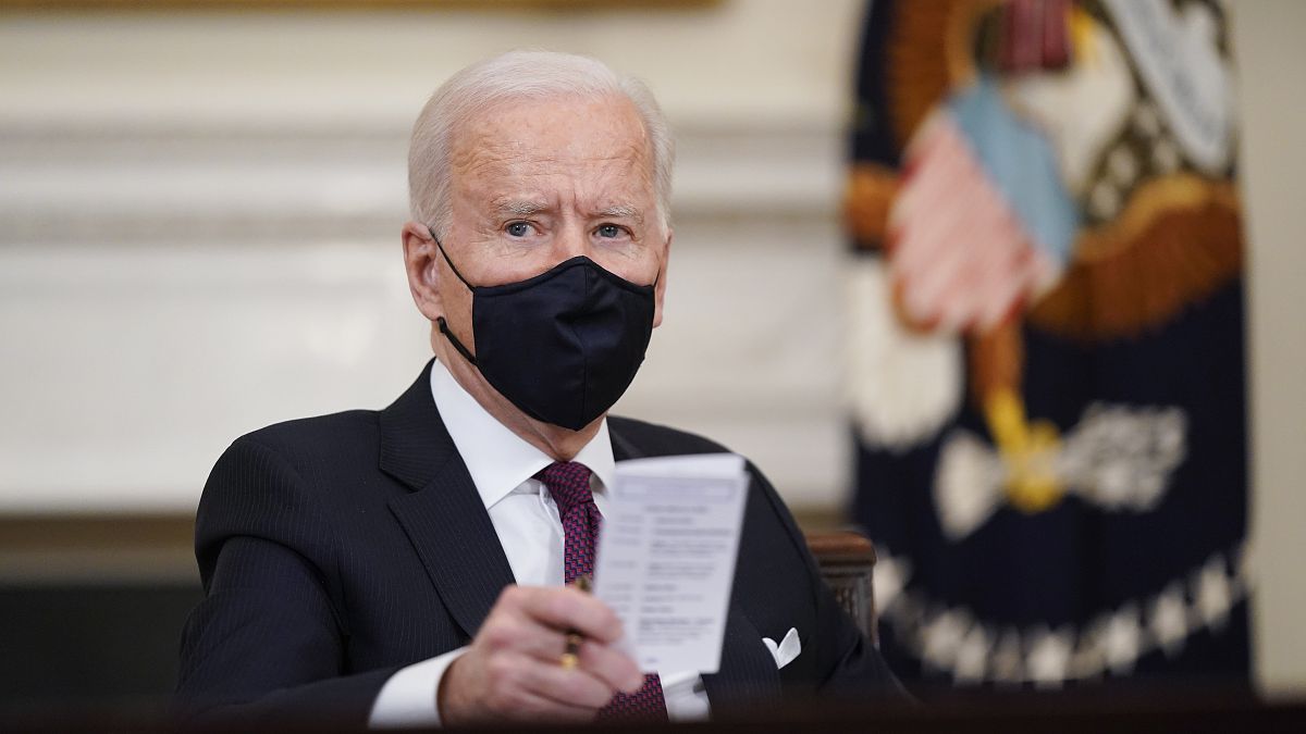 n this March 5, 2021, file photo, President Joe Biden participates in a roundtable discussion on a coronavirus relief package at the White House.