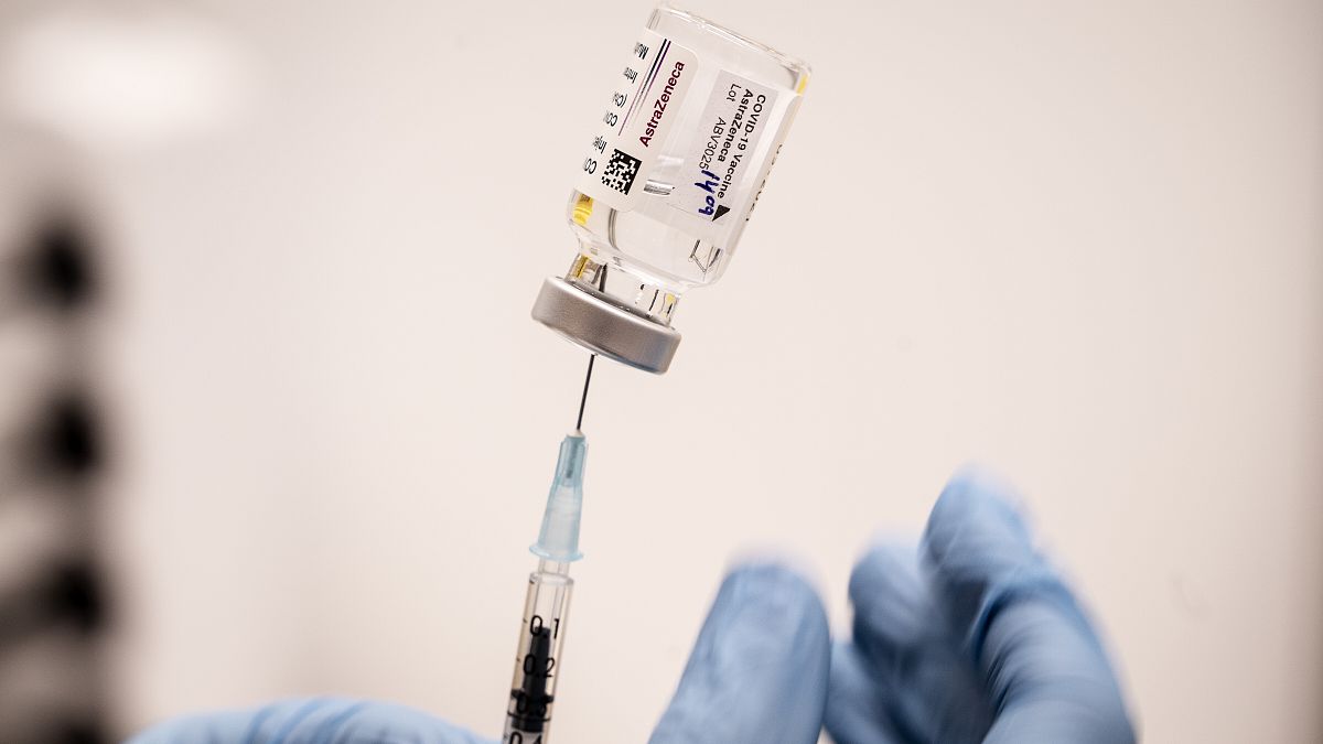 The AstraZeneca vaccine is prepared for administering at Region Hovedstaden's Vaccine Centre in Copenhagen, Denmark, Thursday Feb. 11, 2021. 