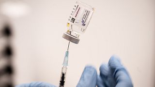 The AstraZeneca vaccine is prepared for administering at Region Hovedstaden's Vaccine Centre in Copenhagen, Denmark, Thursday Feb. 11, 2021.