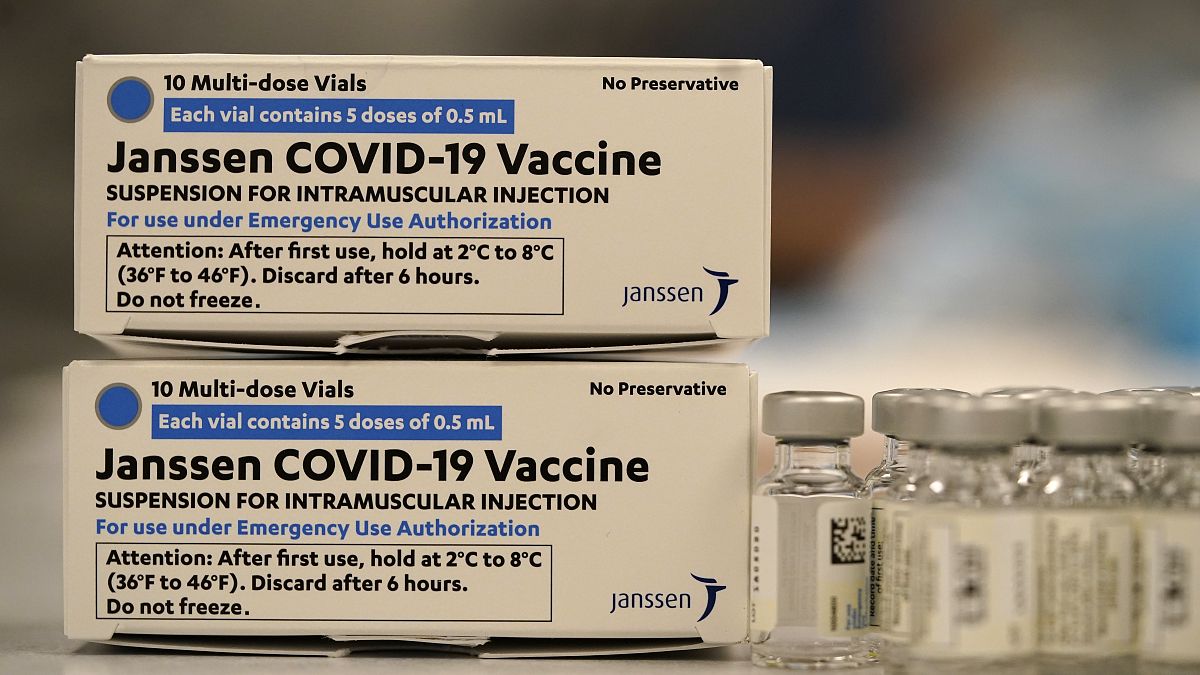Boxes containing the Johnson & Johnson COVID-19 vaccine