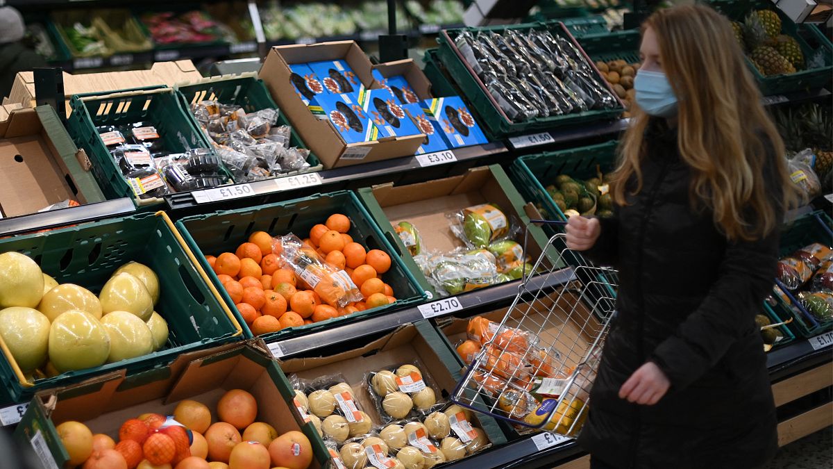 Fruit and vegetables in a Tesco supermarket in London, December 14, 2020. There have been fears about the impact of customs checks on EU imports.  