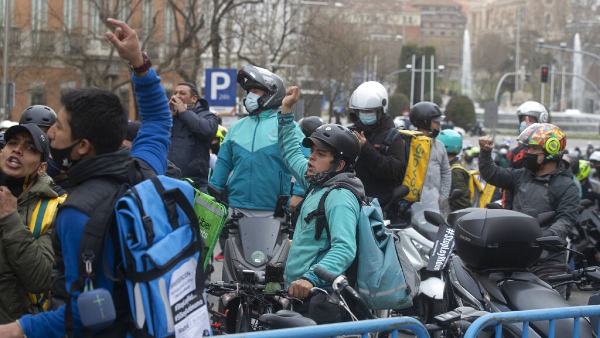 Protesta reciente de un grupo de repartidores en Madrid
