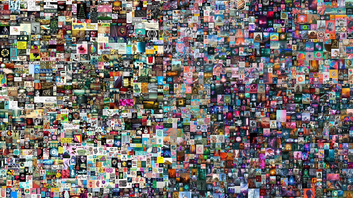 الملصق الرقمي للفنان الأمريكي بيبل في مزاد كريستيز. 2021/03/11