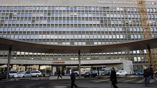 The entrance of the emergency centrE of the University Hospital of Geneva in Switzerland.