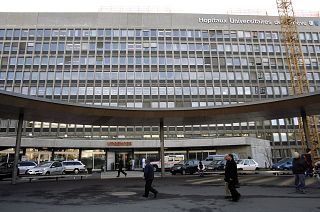 The entrance of the emergency centrE of the University Hospital of Geneva in Switzerland.