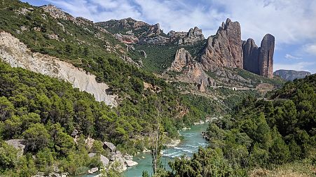A set of conglomerate rock formations called Mallos de Riglos, located in the municipality of Las Peñas de Riglos, in the Hoya de Huesca comarca, in Aragon, Spain.