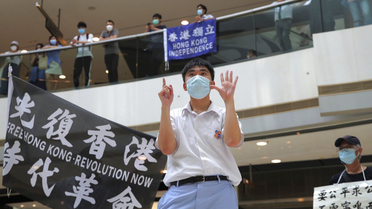 Hong Kong'da demokrasi yanlısı bir gösteri.