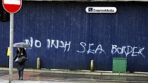 Graffiti 'No Irish Sea Border' in Belfast, Nordirland