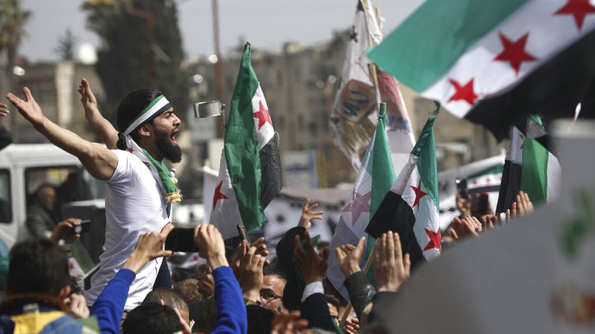 Manifestation anti-Bachar al-Assad à Idlib (nord-ouest de la Syrie), le 15/03/2021