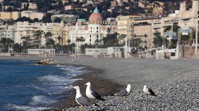 Empty beach of Nice, on the French riviera