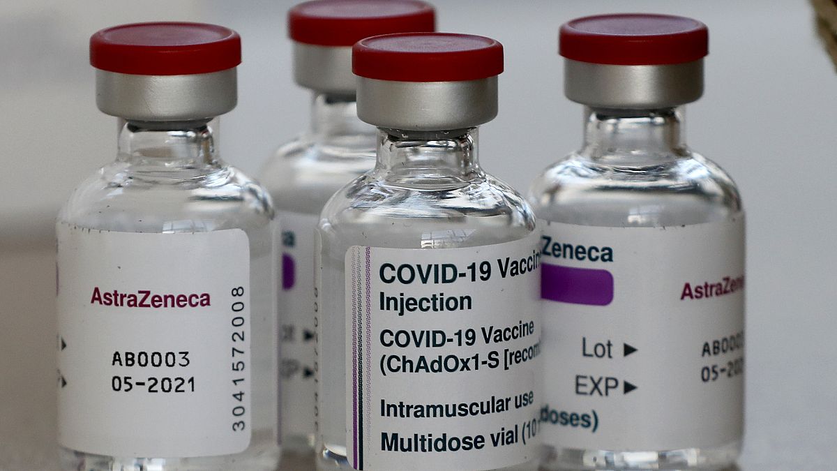 Vial of AstraZeneca COVID-19 vaccine is displayed at the Church of St. Anthony of Padua in Sokolov, Czech Republic, Tuesday